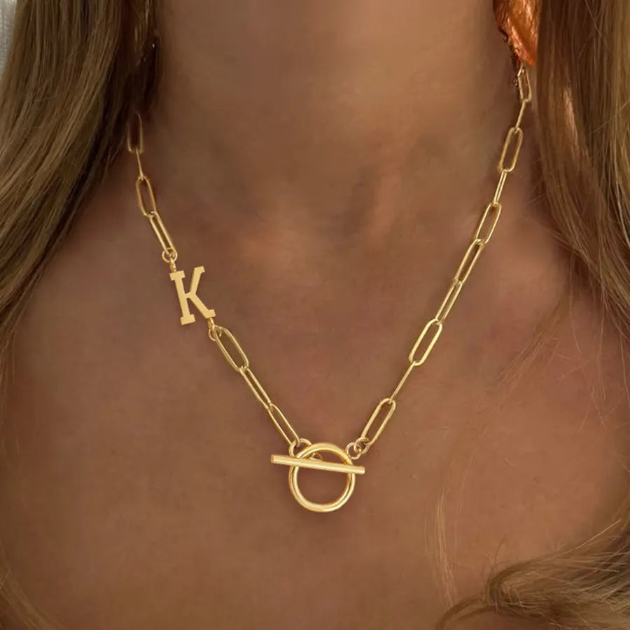 Wholesale Jewelry Elegant Simple Style Classic Style Letter 201 Stainless Steel 304 Stainless Steel Paperclip Chain Pendant Necklace