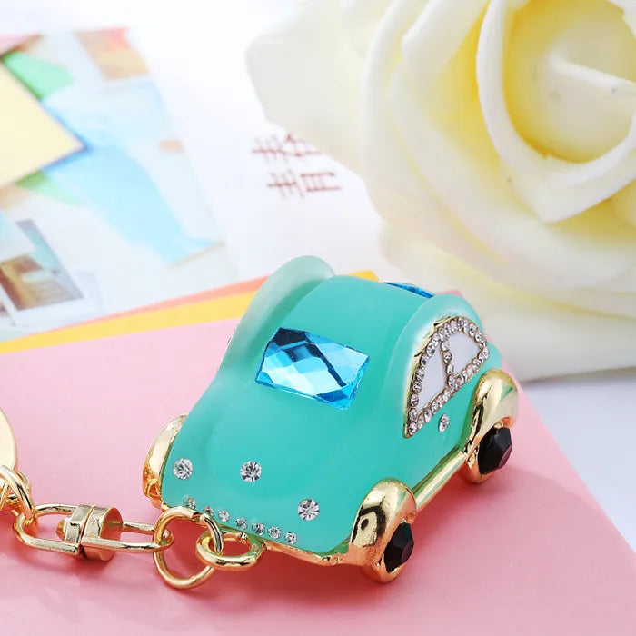 cute car metal diamond women's bag pendant keychain