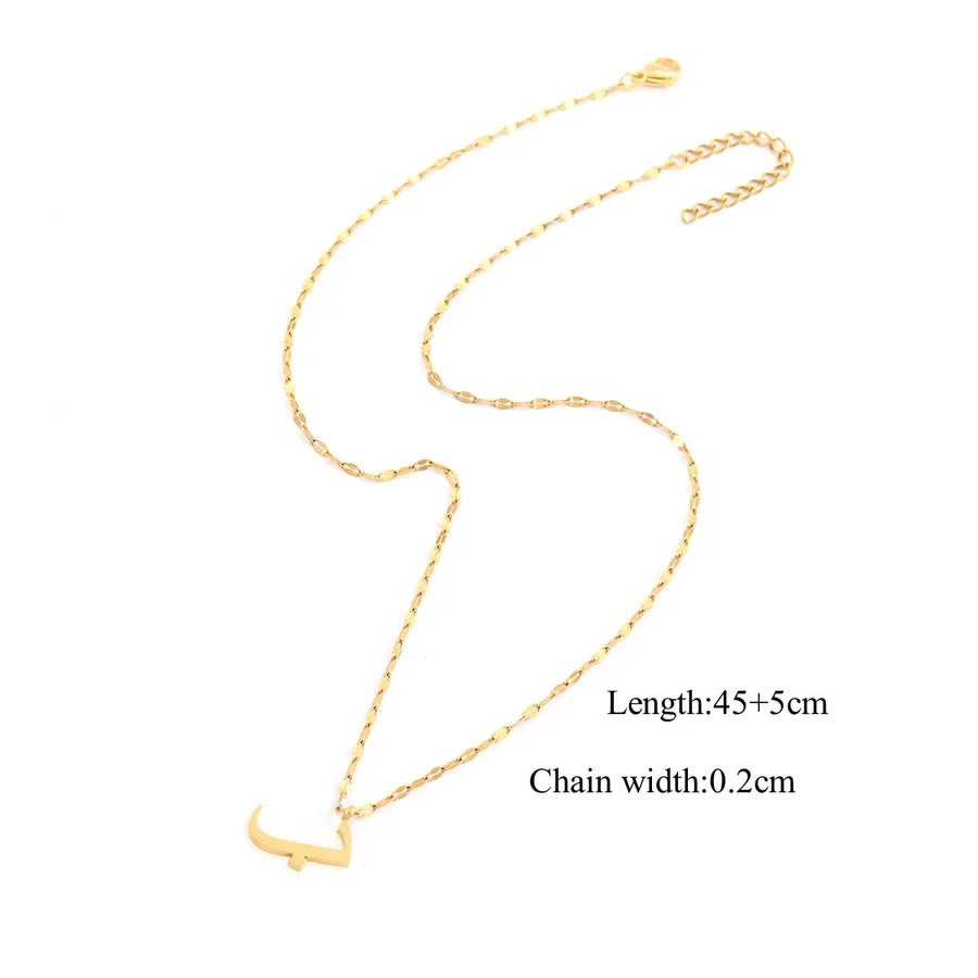 Wholesale Jewelry Casual Simple Style Arabic Letters 201 Stainless Steel 304 Stainless Steel Lip Chain Pendant Necklace