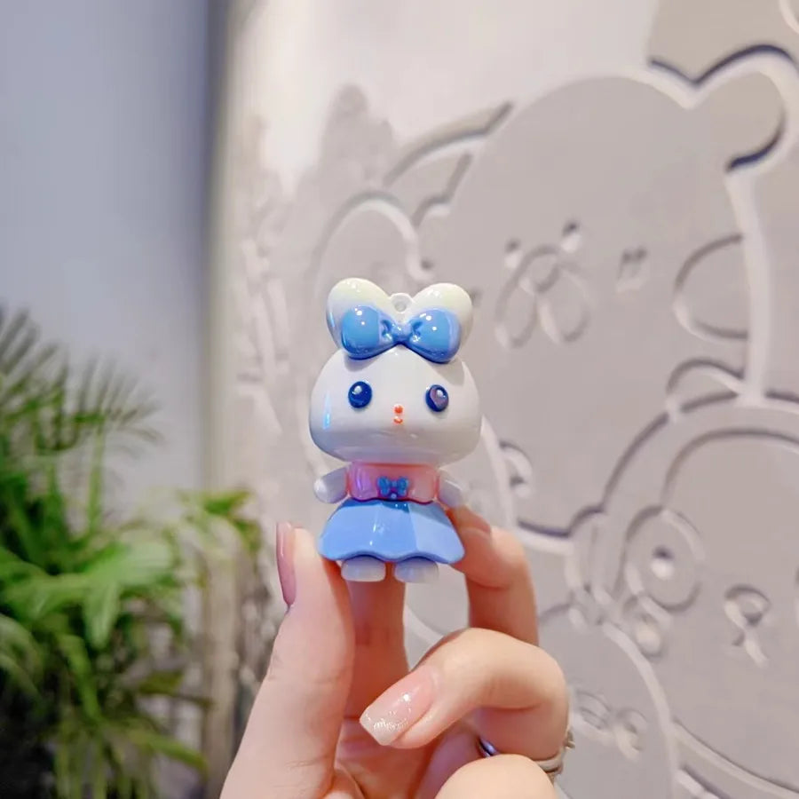 Creative Cartoon Cute Soft Plated Rabbit Doll Car Keychain Women Fashion Elegant Bag Pendant Gift