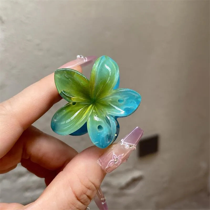 Plumeria Rubra Summer Sunflower Small Jaw Clip Female Cute Mori Style Broken Hair Bangs Side Hairpin Headdress Ins