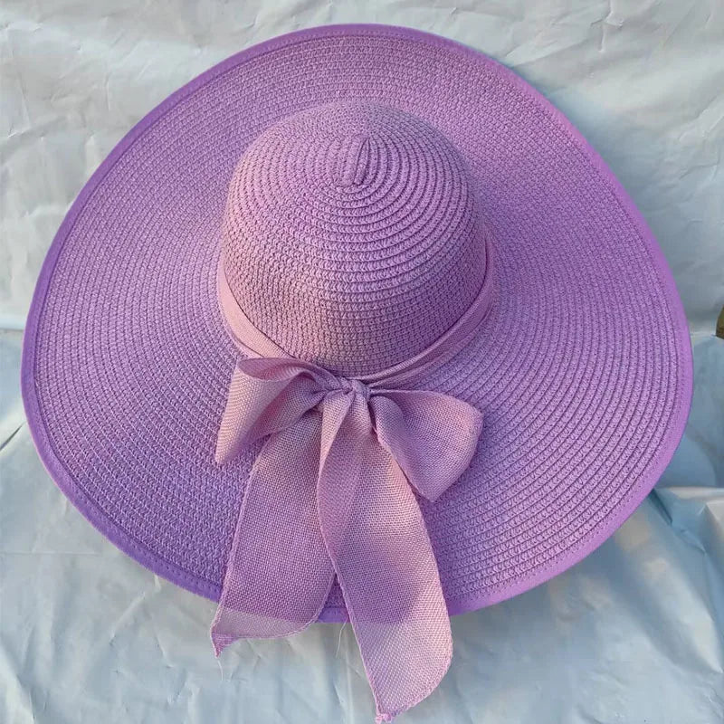 Women's Basic Vacation Solid Color Big Eaves Straw Hat