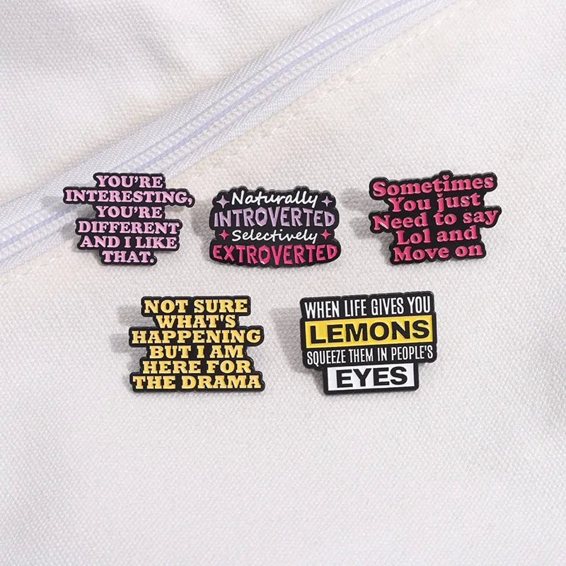 Motivational Colorful Cartoon Letter Alloy Pin Badges Fashion Personalized Zinc Alloy Lapel Pins For Men And Women