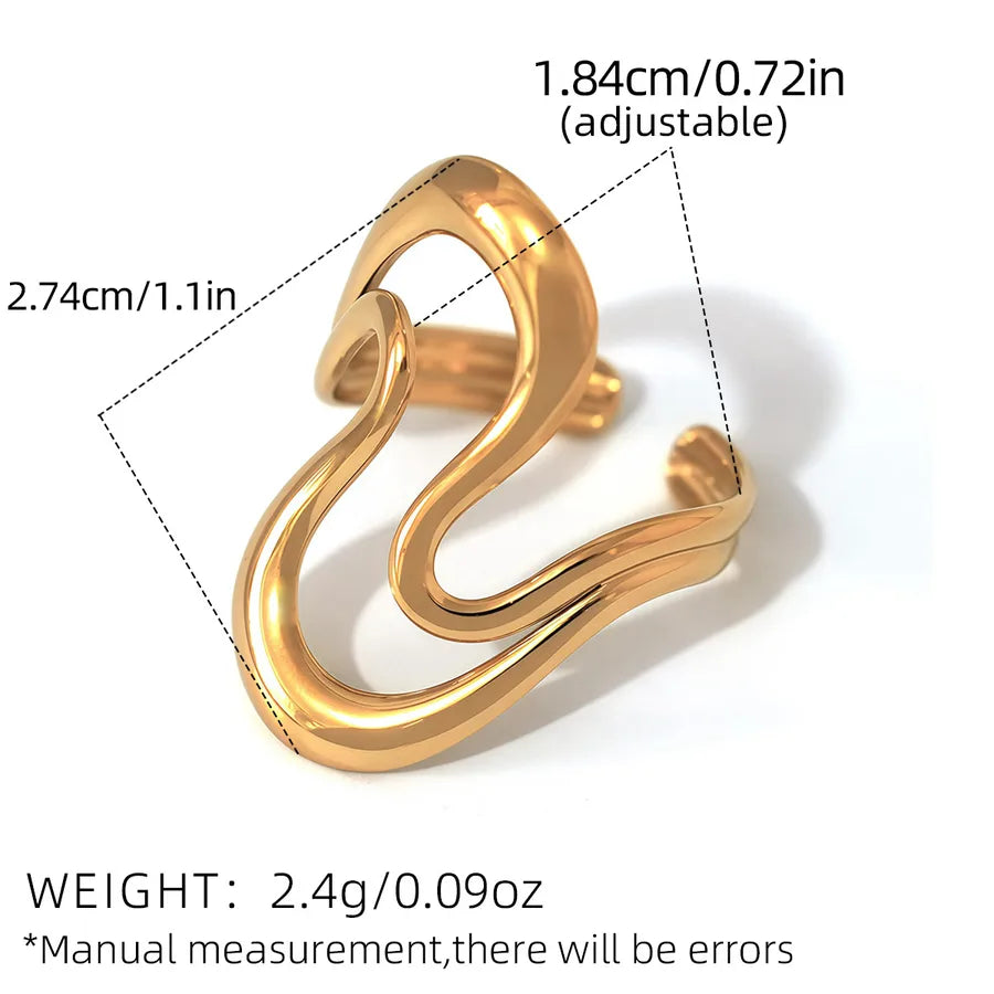 Wholesale Jewelry Casual Simple Style Geometric 304 Stainless Steel 18K Gold Plated Adjustable Ring