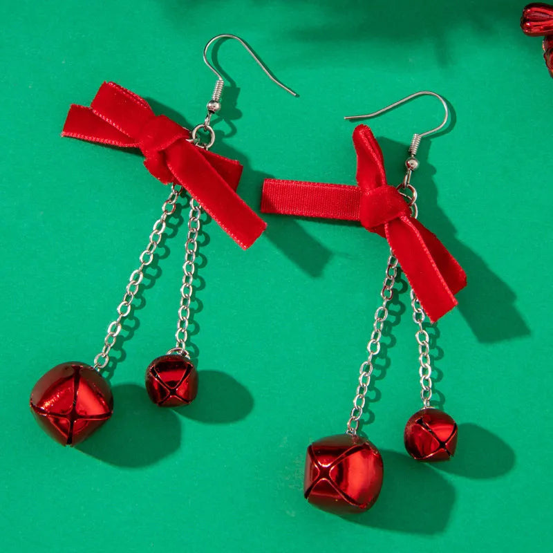 Christmas Bell Beads Colorful Minimalist Design Sensation Earrings Geometric Pattern Alloy Christmas Style For Women