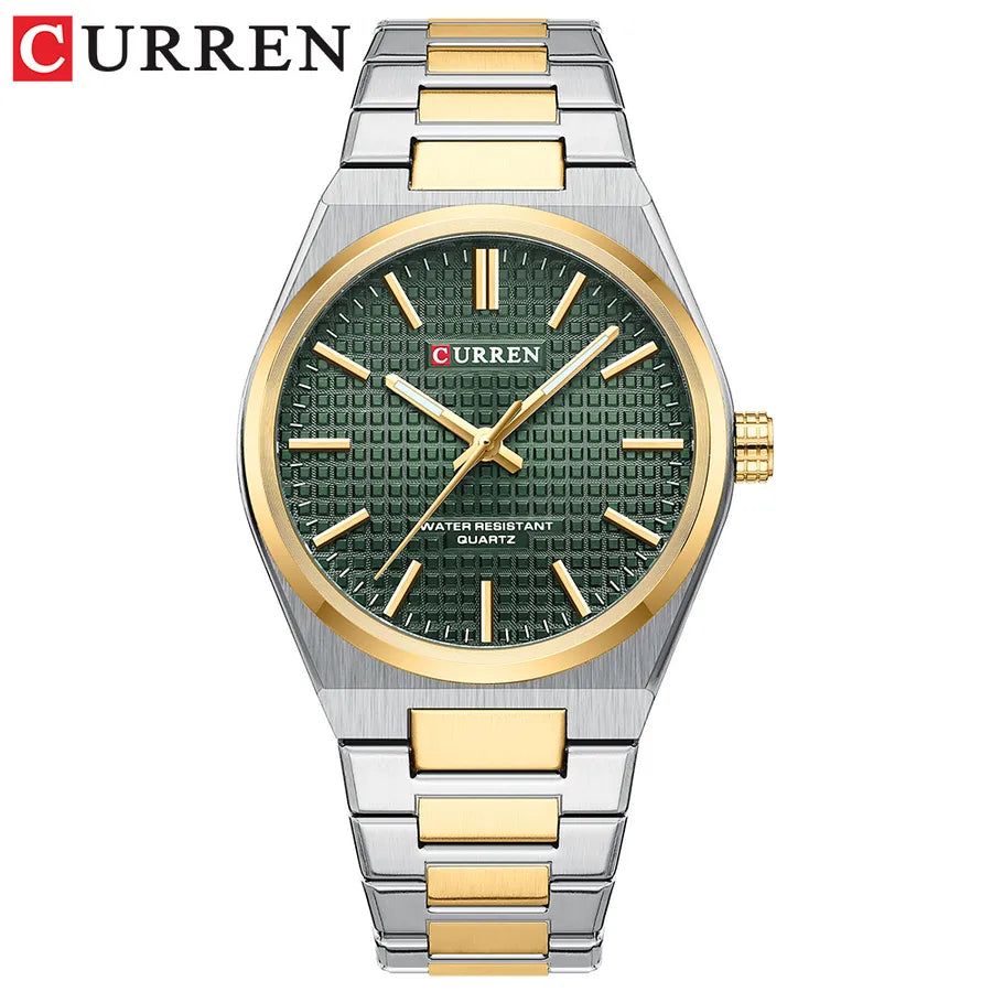 Business Color Block Single Folding Buckle Quartz Watch Men's Watches