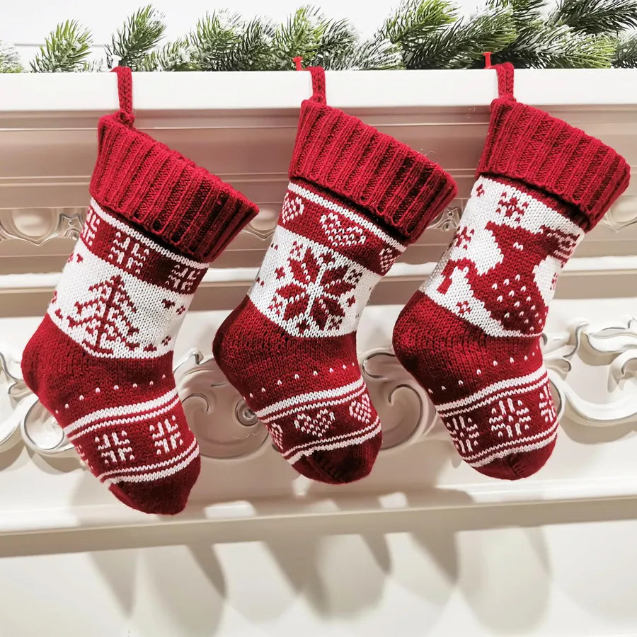 Christmas Basic Retro Classic Style Christmas Tree Elk Polyester Indoor Party Festival Christmas socks