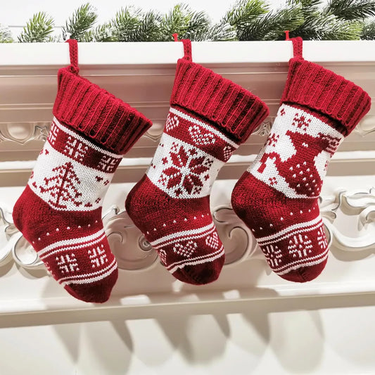 Christmas Basic Retro Classic Style Christmas Tree Elk Polyester Indoor Party Festival Christmas socks