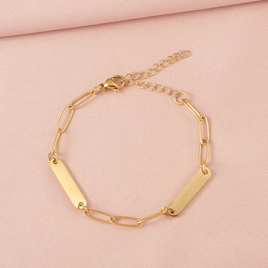 Simple Style Geometric 304 Stainless Steel Paperclip Chain Bracelets In Bulk