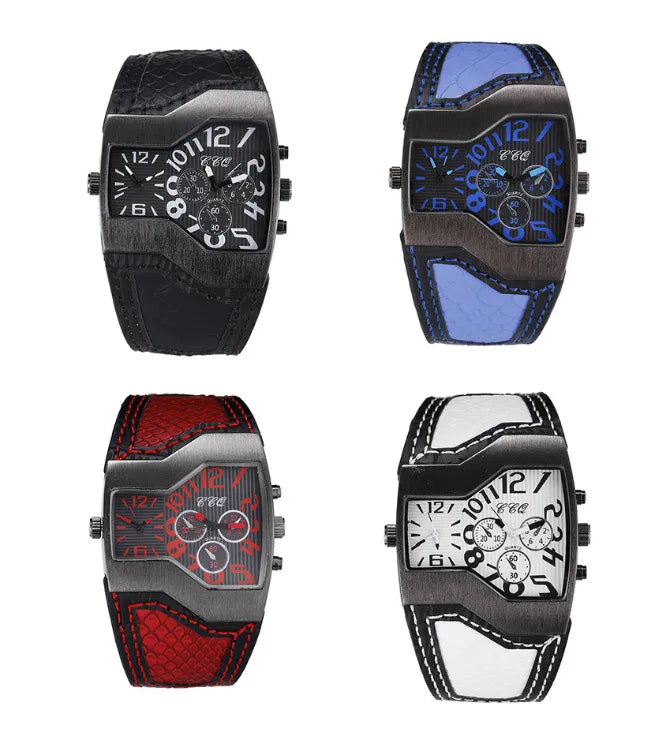 explosions  fashion men's watch large dial digital double movement quartz wrist watch