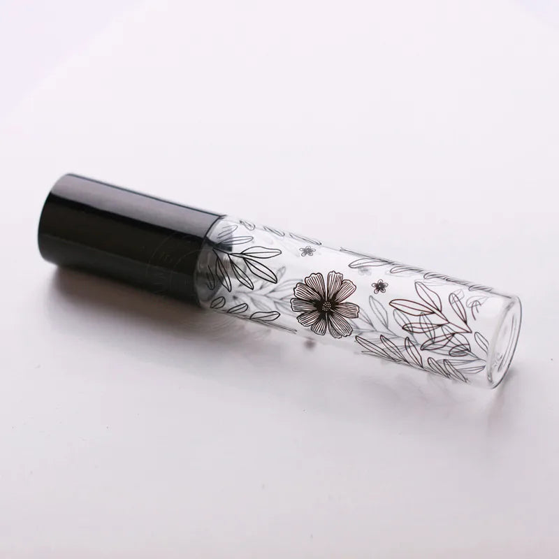 Wholesale 10ml printed leaf spray bottle printed glass perfume bottle with logo sub-bottling portable small sample bottle