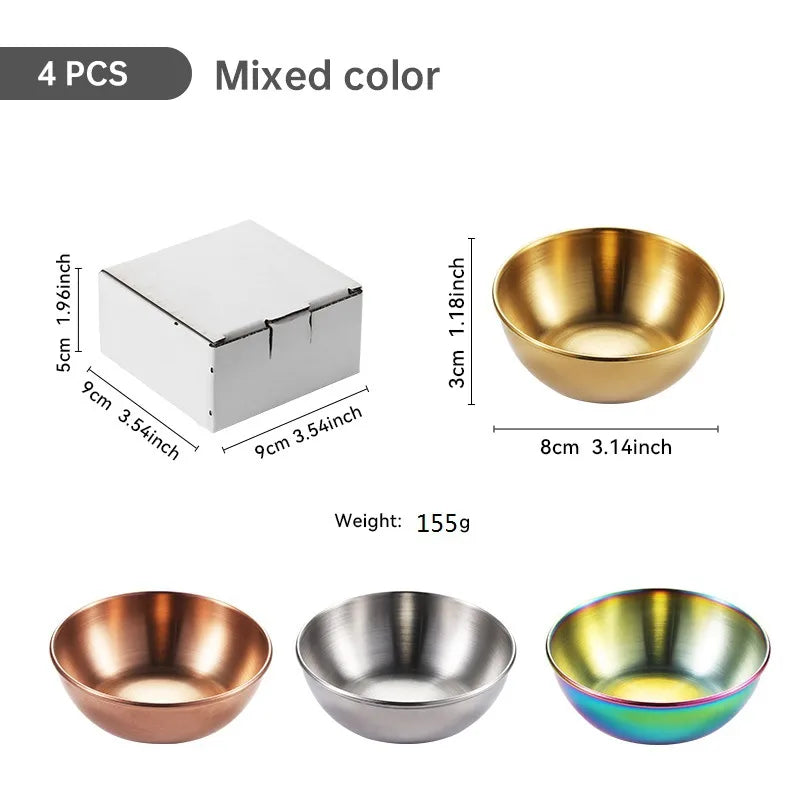 Large Stainless Steel Plate Golden Sauce Seasoning Plate 8-piece Set Household Restaurant Soy Sauce Plate 4-piece Set Dipping Sauce Plate