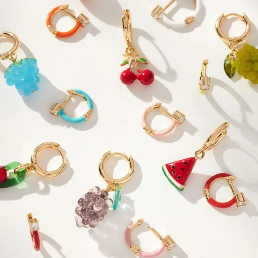 1 Pair Cute Romantic Artistic Geometric Grape Plating Inlay 304 Stainless Steel Resin Zircon 18K Gold Plated Earrings