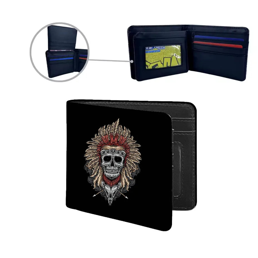 Men's Skull Pu Leather Polyester Flip Cover Small Wallets