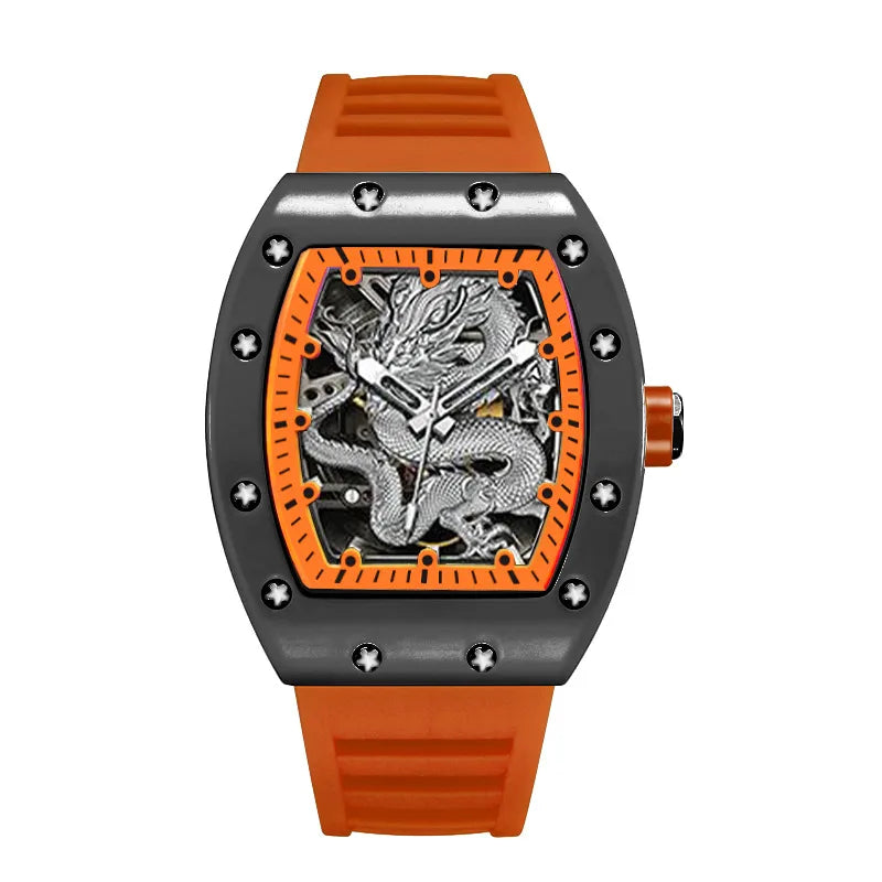 ZIDO brand new domineering high value fashion trend luminous waterproof barrel men's watch silver dragon