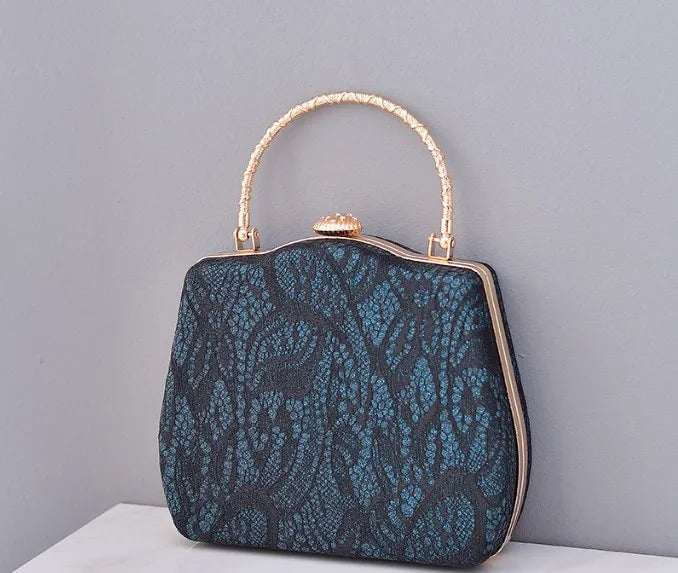 white blue black polyester color block square evening bags