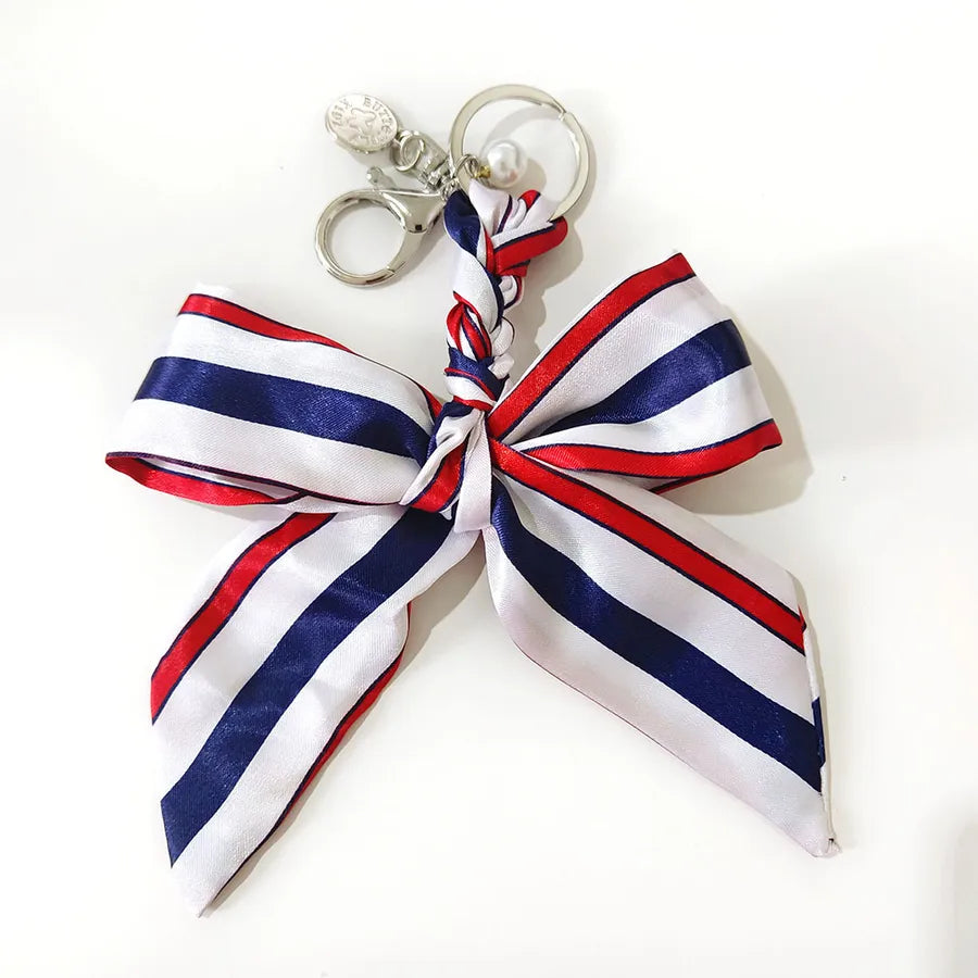 Sweet Simple Style Bow Knot Cloth Metal Unisex Bag Pendant Keychain