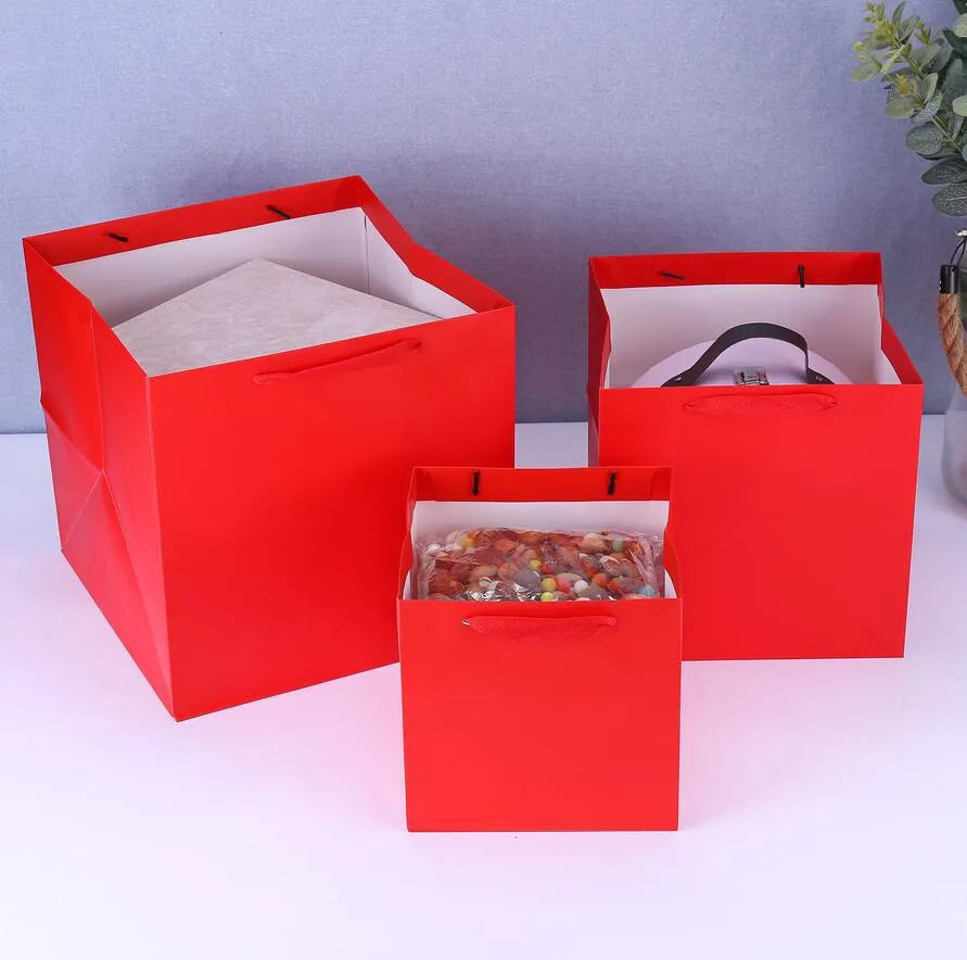 retro solid color paper festival gift bags