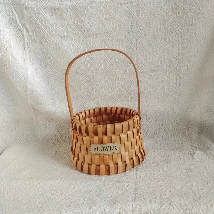 Pastoral Bow Knot Wood Storage Basket