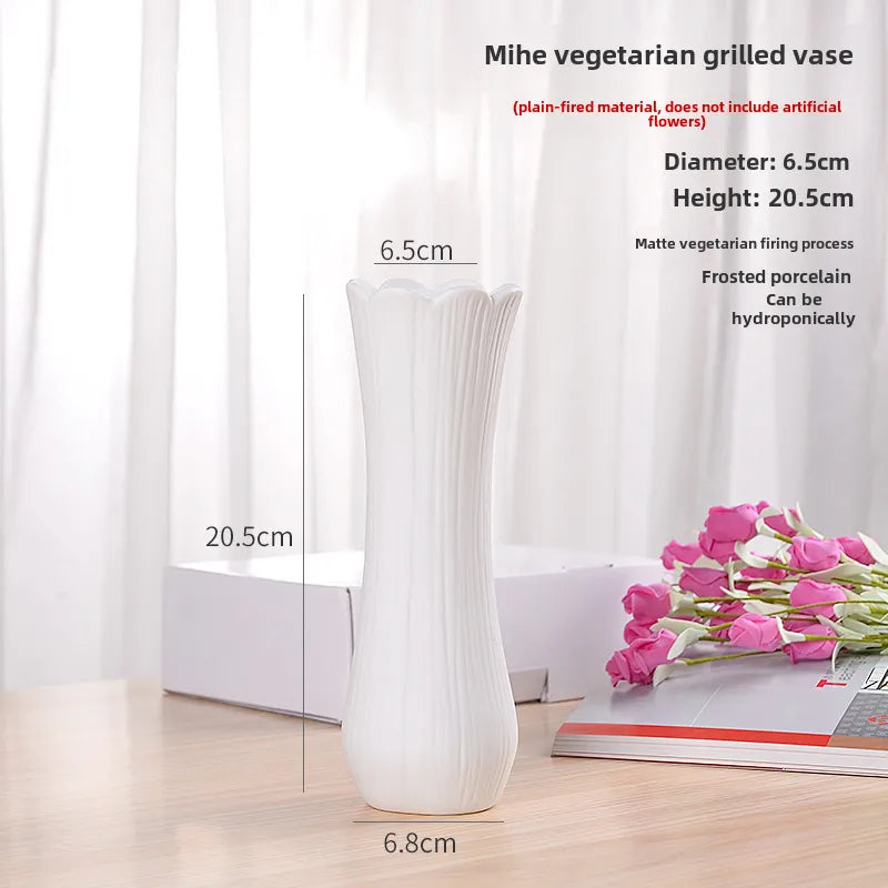 Simple Modern Star Ceramic Vase Ornaments Living Room White Porcelain Fresh Dried Flower Creative Ceramic Flower Set