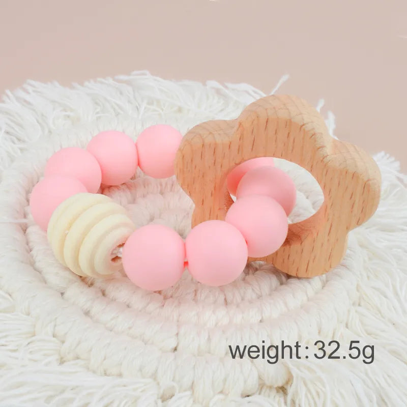 cute solid color beech silicone teething stick baby accessories