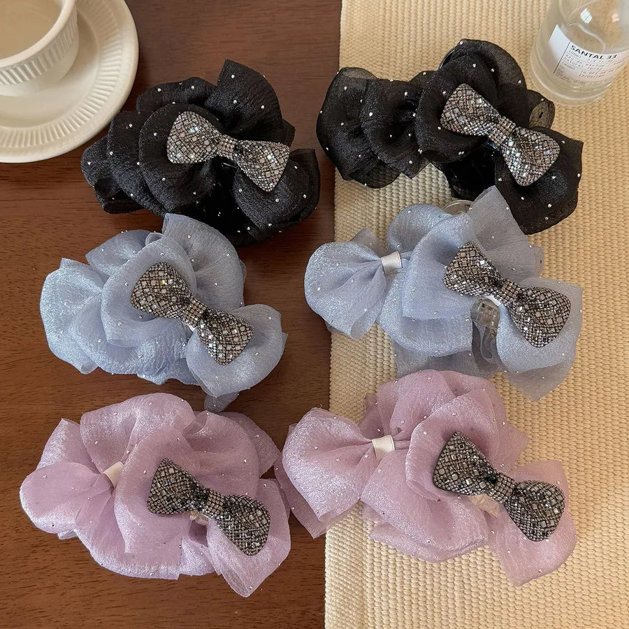Summer Large Size Hair Clips Half Head Fullness Butterfly Knot Shark Fin Hair Accessories Women's Fashion Hairpins Hair Ties