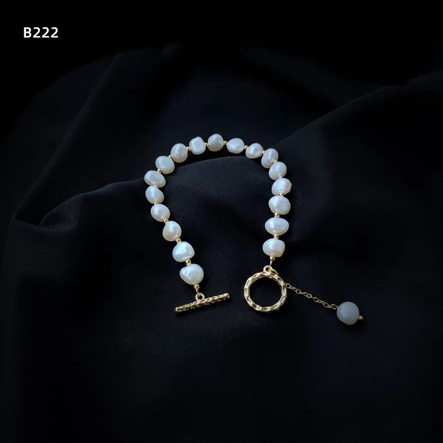 retro circle freshwater pearl beaded bracelets 1 piece