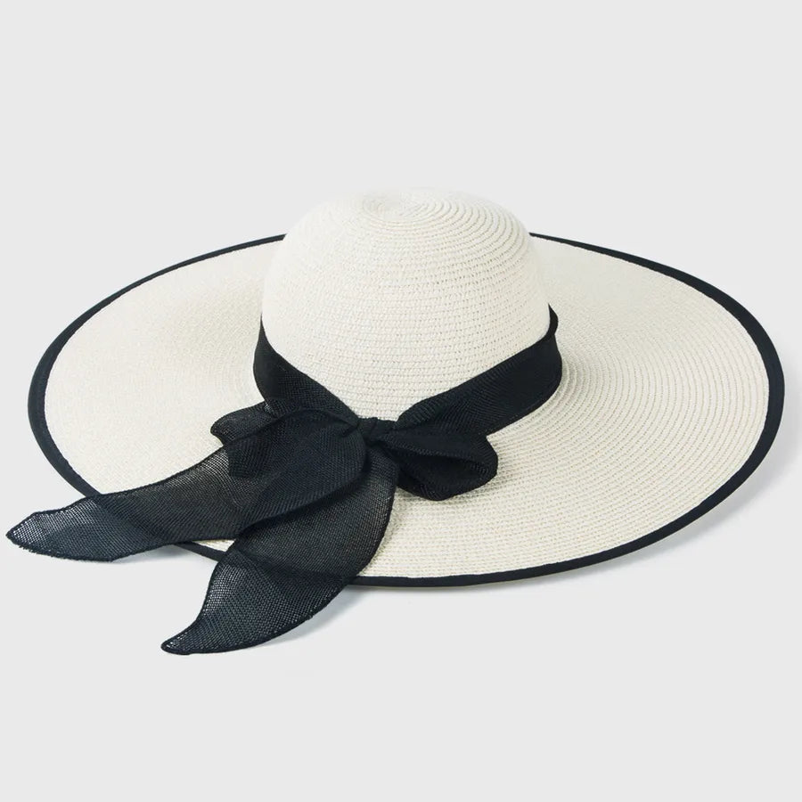 large-edge bow-knot edging straw sunscreen hat