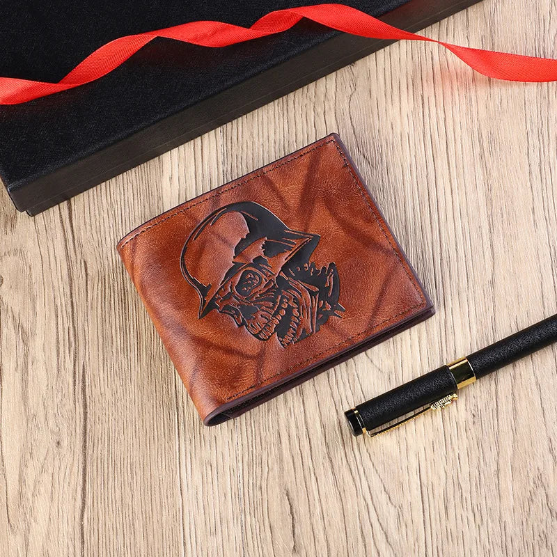 Men's Skull Pu Leather Flip Cover Small Wallets