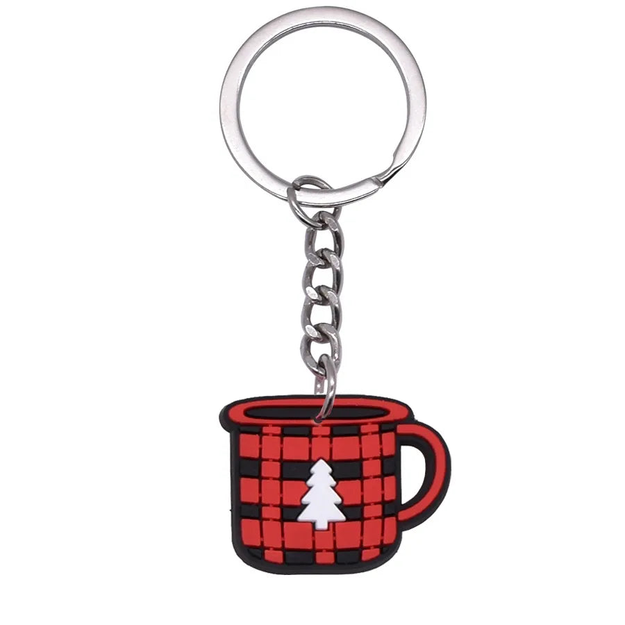Cartoon Style Cartoon Character Christmas Hat Christmas Socks PVC Metal Christmas Women's Bag Pendant Keychain