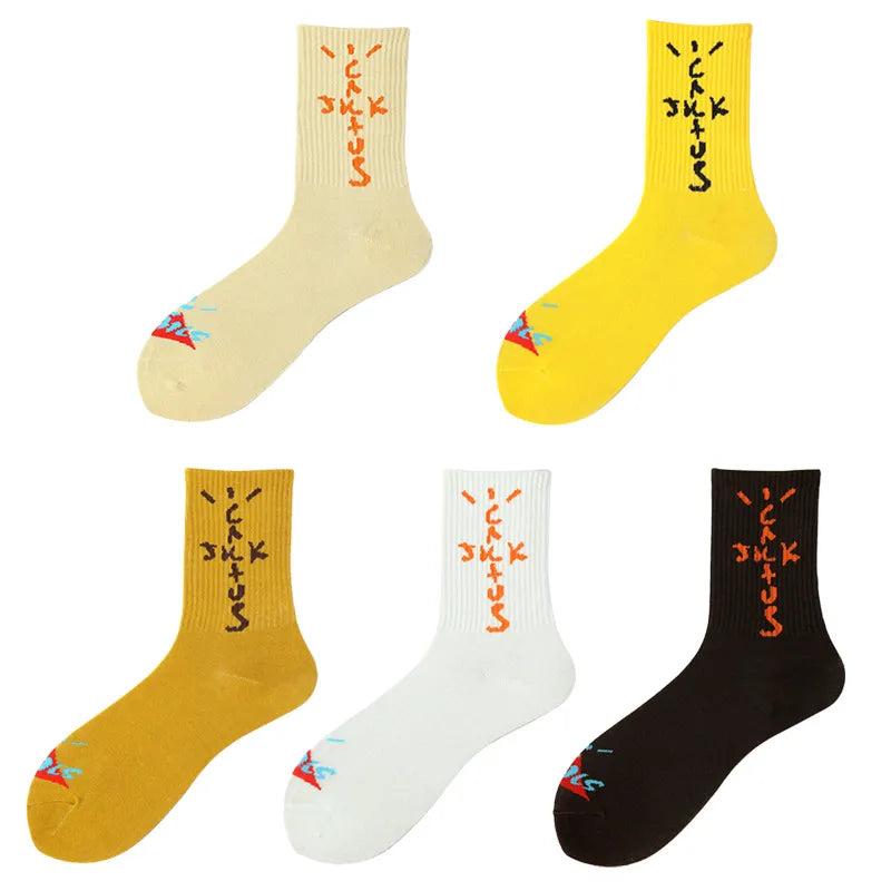 unisex casual letter cotton crew socks a pair