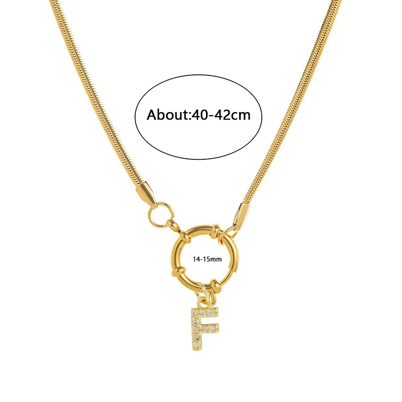 Wholesale Jewelry Vacation Classic Style Pentagram Letter 302 Stainless Steel 18K Gold Plated snake chain Pendant Necklace