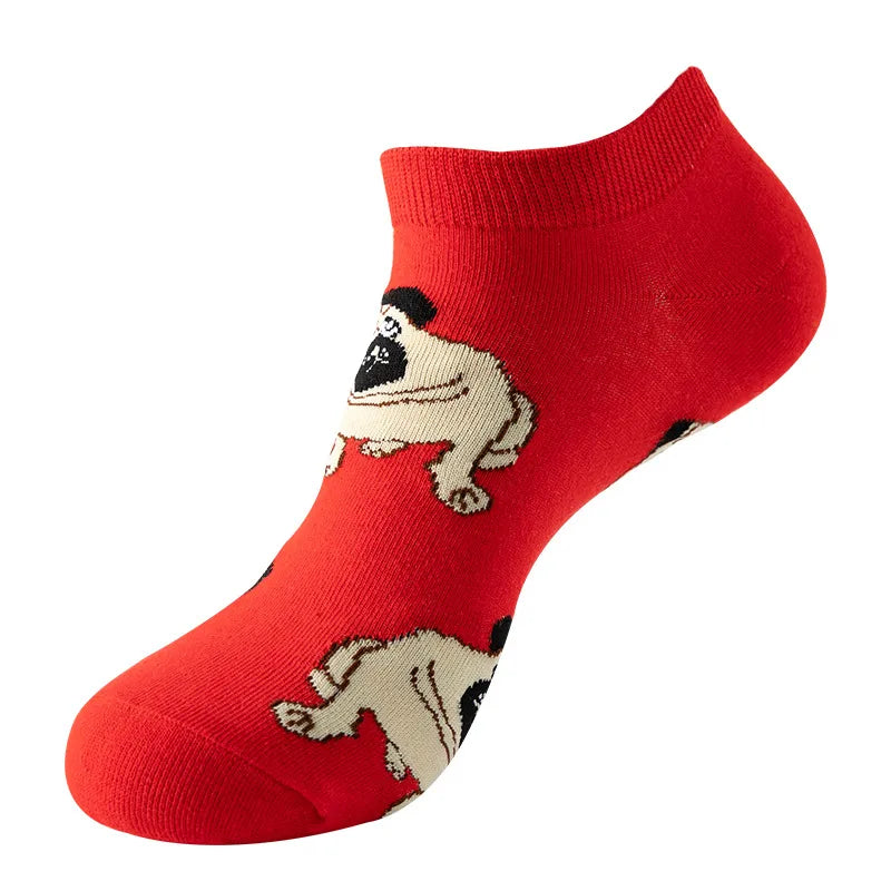 unisex sports cartoon stripe bird cotton jacquard crew socks 1 set