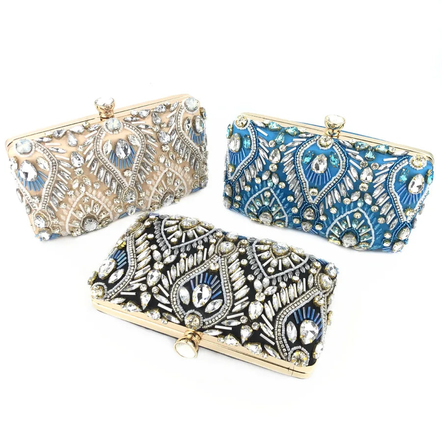 Beige Polyester Geometric Square Evening Bags