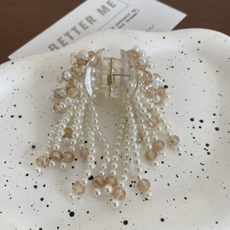 Sweet Shiny Women's Round Imitation Pearl Inlay Pearl Hair Claws