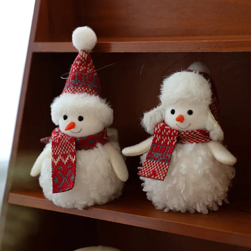 Bestselling Plush Christmas Decoration Red Snowman Christmas Tree Ornament Desktop Display Modern Artistic Festive Decor