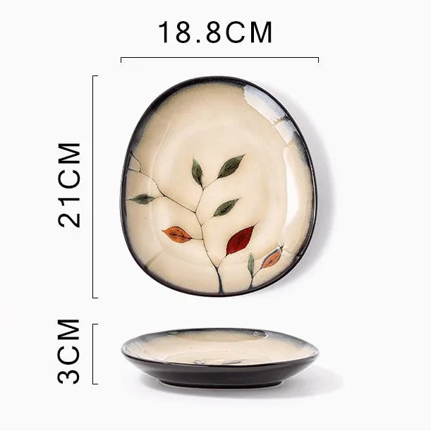 Retro Solid Color Flower ceramics Tableware 1 Piece
