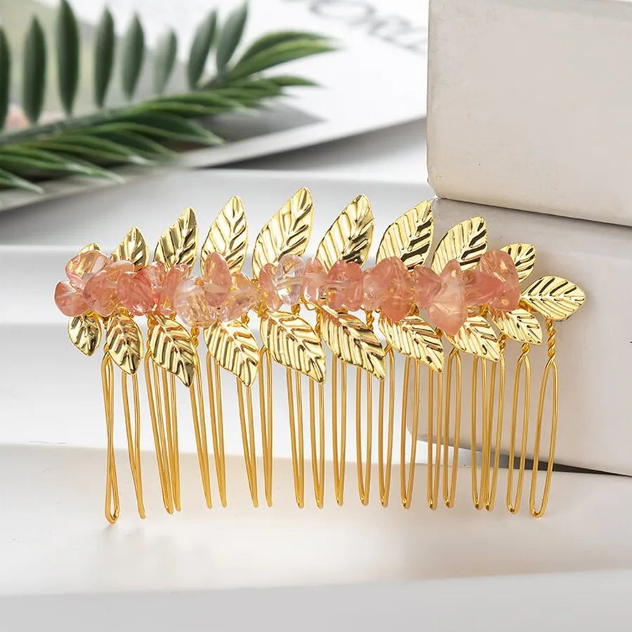 Handmade Pastoral Women's Solid Color Gem Insert comb