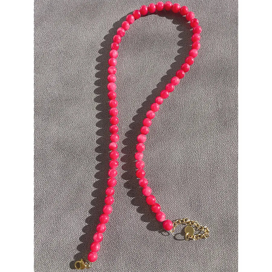 Simple Style Geometric Beaded natural stone Titanium Steel 18K Gold Plated Necklace In Bulk