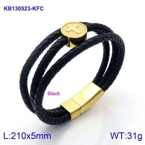 basic punk geometric cross titanium steel men's bangle