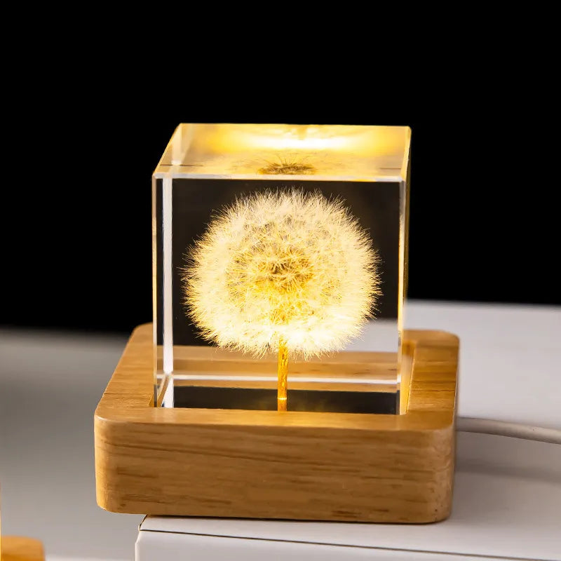 Pastoral Flower Wood Resin Night Lights Lighting Accessories