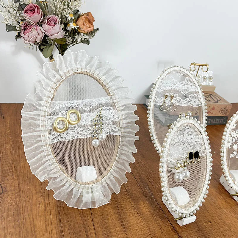 Wooden Embroidery Hoop Earring Display Stand Jewelry Accessories Showcase Shop Window Decor Storage Rack Unique Design