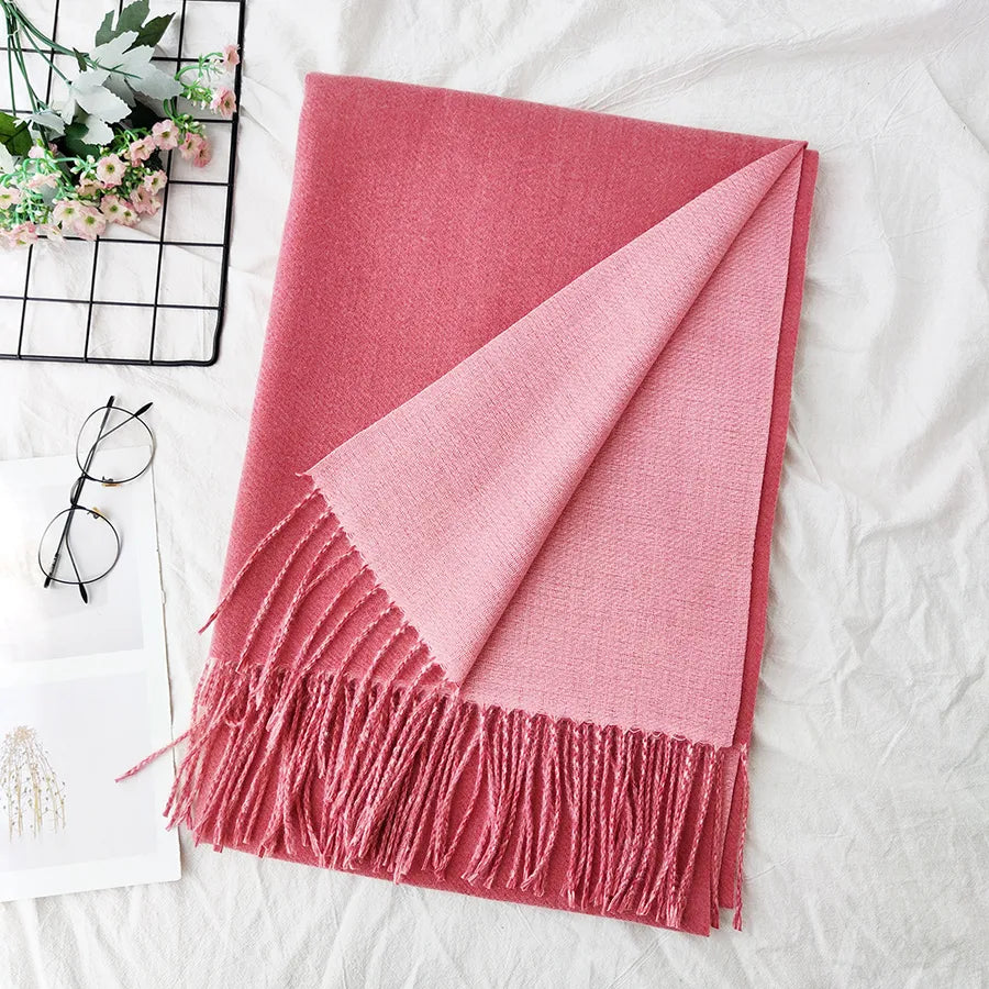 Unisex Sweet Simple Style Solid Color Imitation cashmere Polyester Scarf
