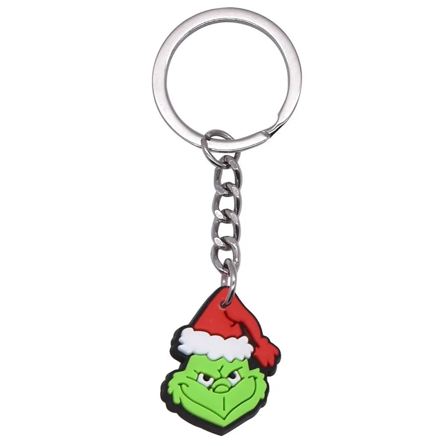 Cartoon Style Cartoon Character Christmas Hat Christmas Socks PVC Metal Christmas Women's Bag Pendant Keychain