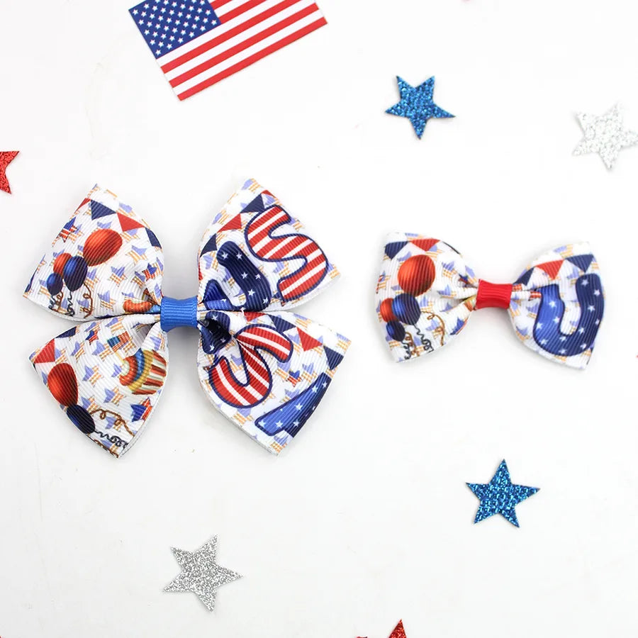 Independence Day Hairpin American Flag Bow Hair Accessories Children Girl Cute Headwear Patriotic Hairpin