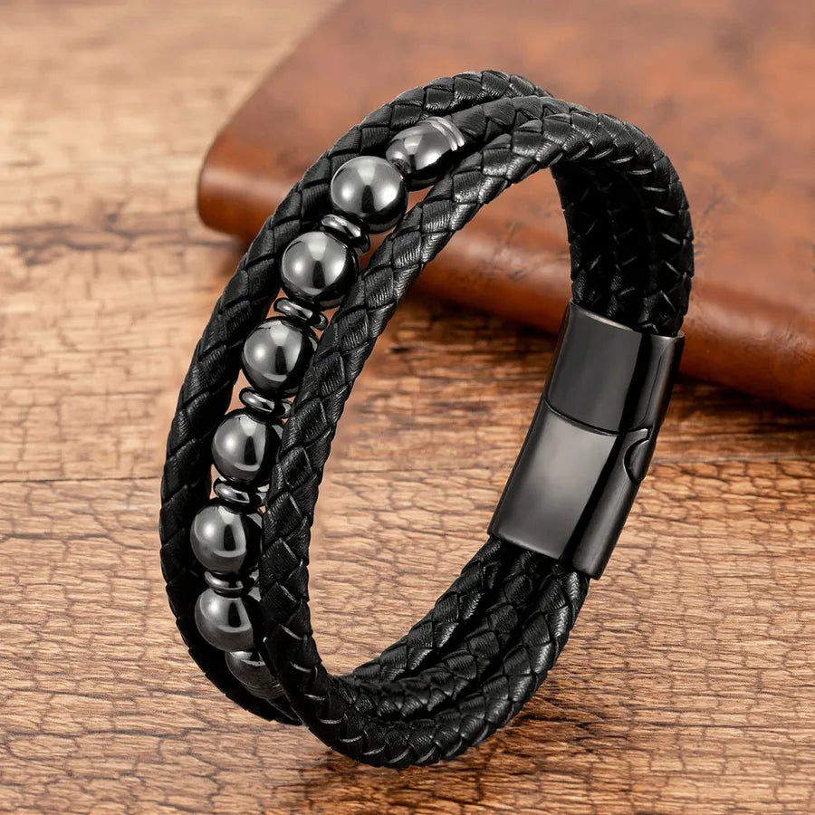 handmade round natural stone tiger eye beaded men's bracelets