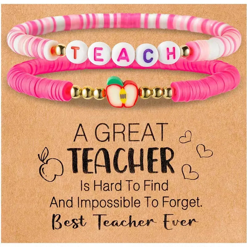 Wholesale Jewelry Simple Style Letter Apple soft clay Beaded Bracelets