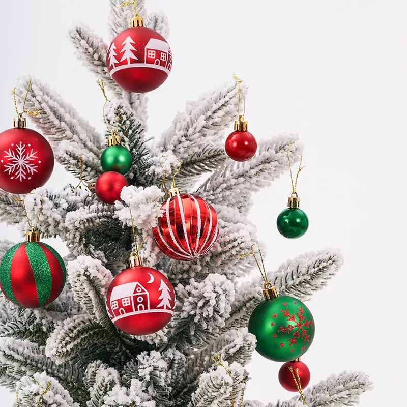 Christmas Decorations 44pcs Set Electroplated Painted Balls New Christmas Ball Christmas Tree Ornaments Simple Style Plastic