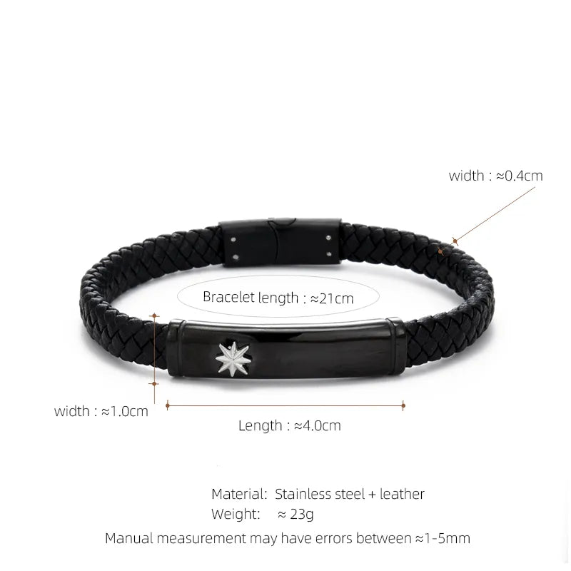 Casual Streetwear Geometric 304 Stainless Steel Pu Leather Braid 18K Gold Plated Men's Bracelets