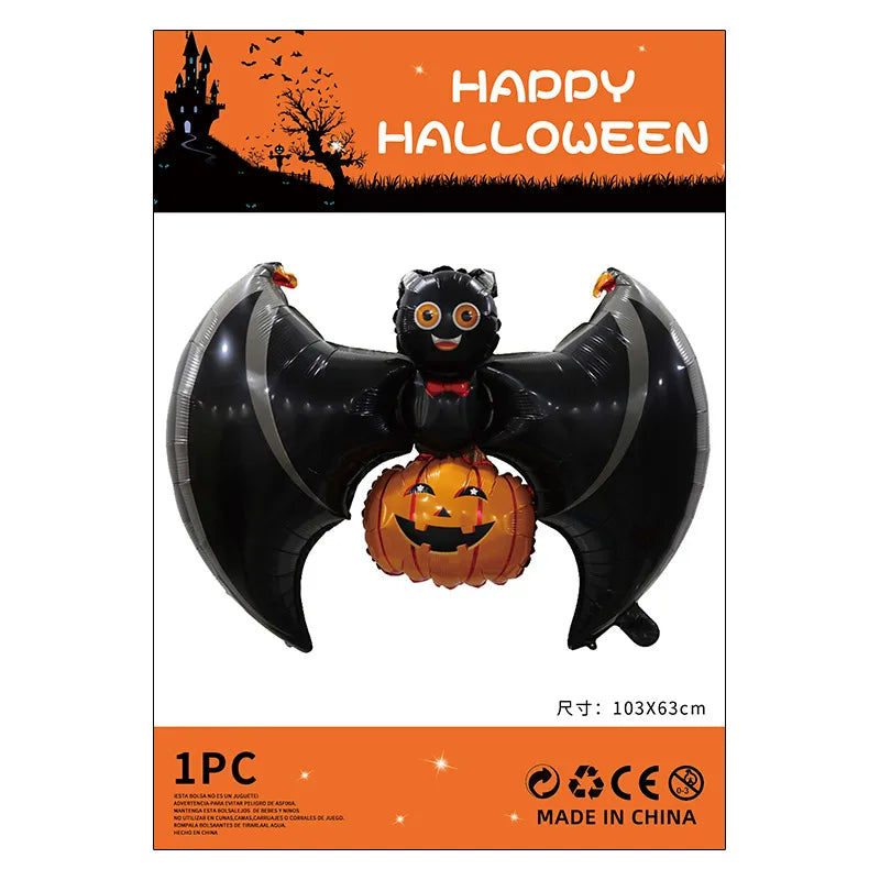 Halloween Decorations Pumpkin Spider Back Card Single Aluminum Foil Balloon Ghost Festival Skull Funny Bar Balloon